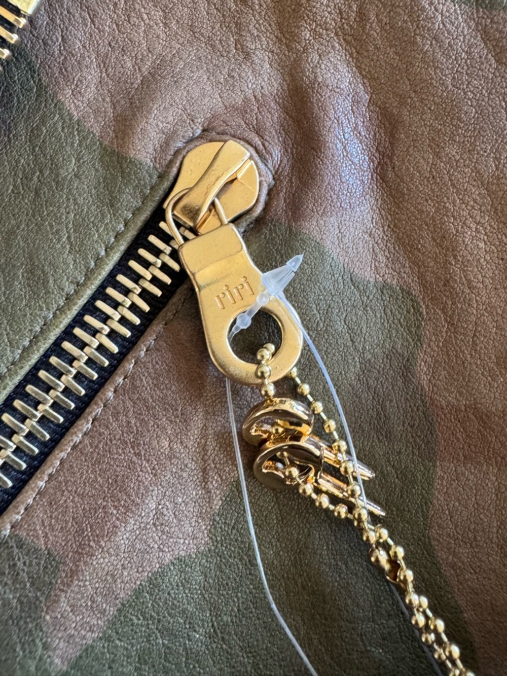 Camo Leather Moto Jacket with Gold Hardware from Kardashian closet/2022 or 2023 - Picture 4 of 11